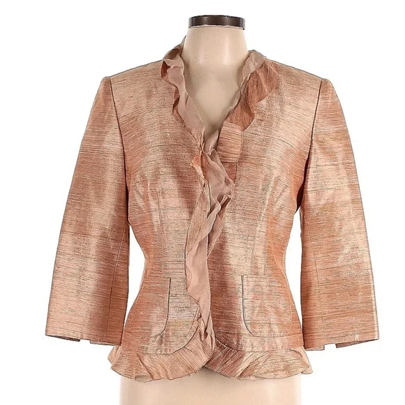 Vintage Kay Unger New York Rose Gold Silk Blazer Jacket Women’s Size 10 Medium M - Picture 13 of 13